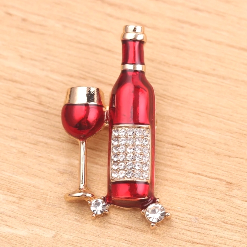 🌺Cocktail Brooch Wine Bottle & Wine Glass Brooch Accessories Wine Gifts